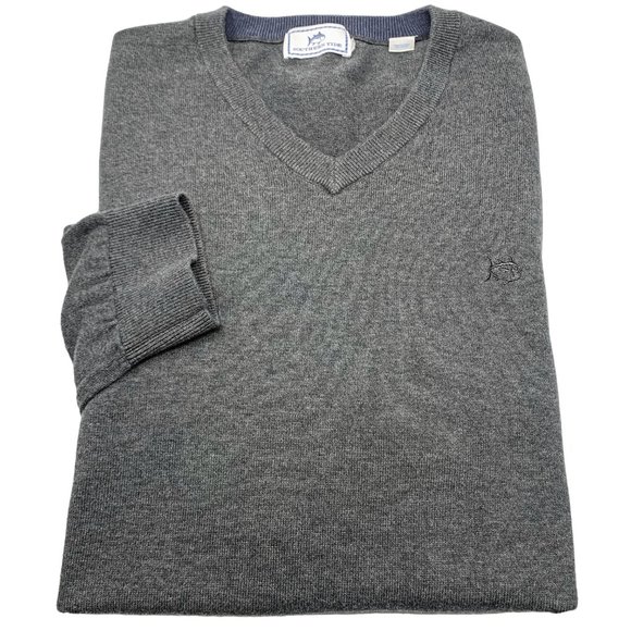 Southern Tide Charcoal‎ Gray 100% Cotton V-Neck Pullover Sweater - Picture 8 of 10